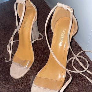 Clear open toe strappy heel